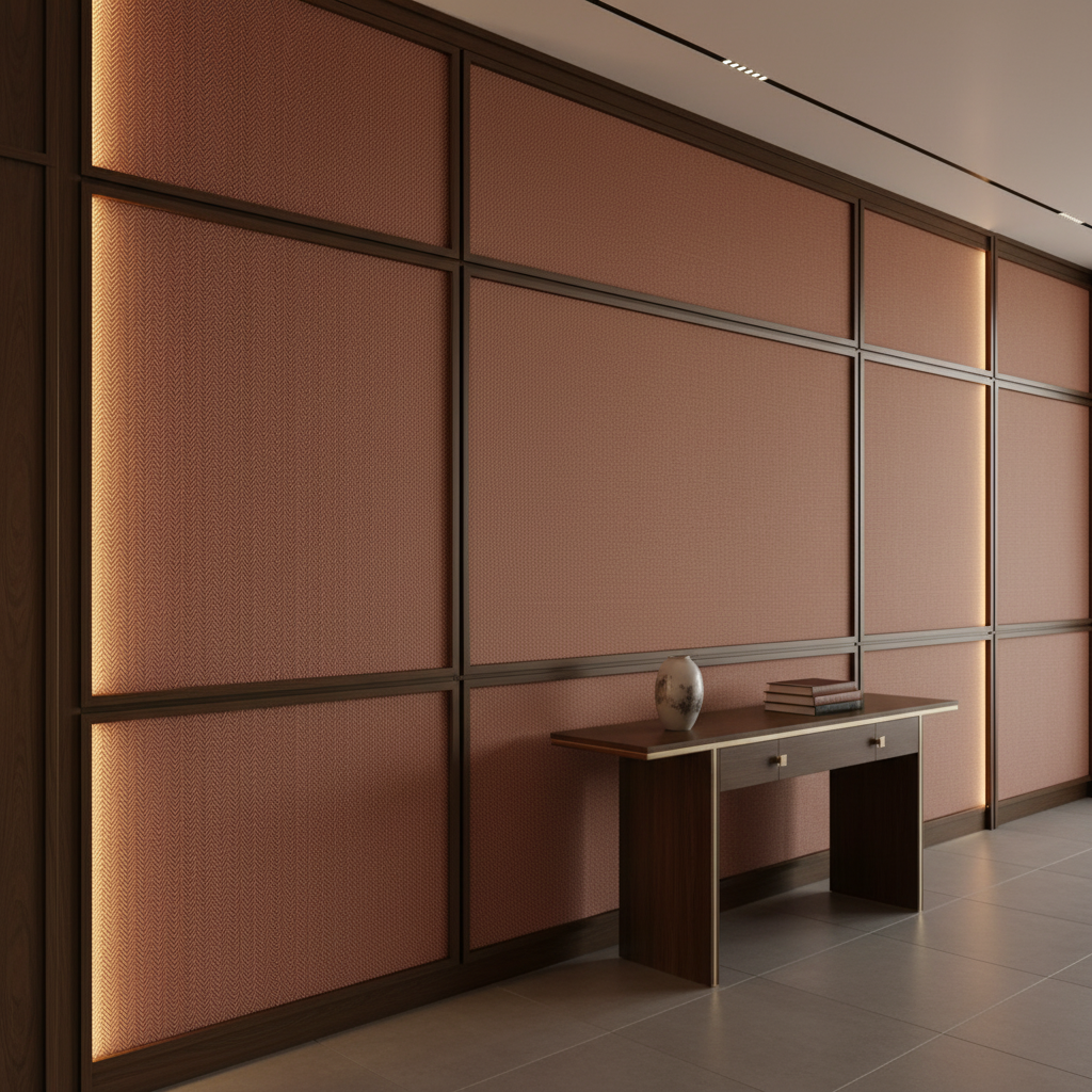 Steeple Reef - Flame Upholstered Wall Panel | Architectural Fabrics