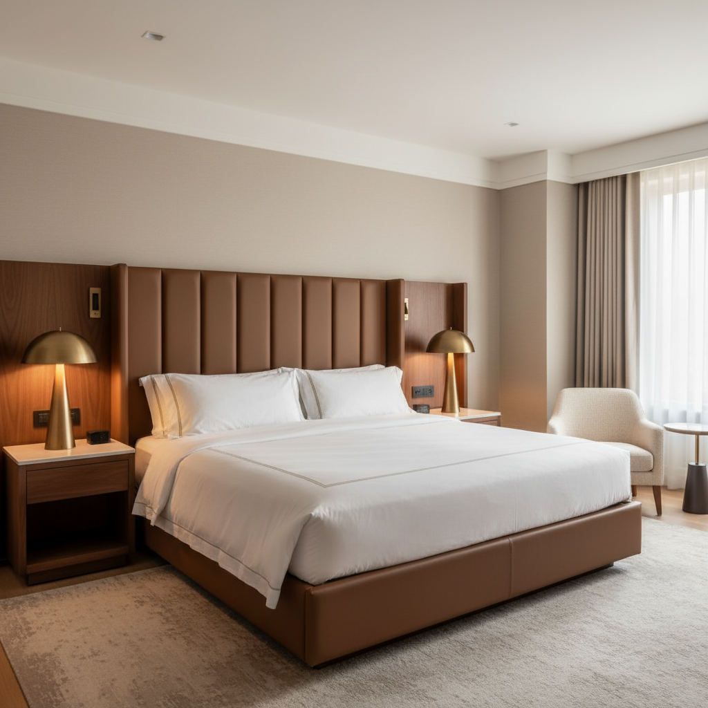 Smooth Leather Grain Rich Chestnut Upholstered Headboard | Architectural Fabrics