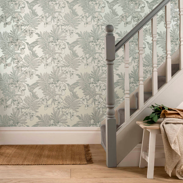 Hummingbird Mist - Grey Wallcovering | 1838 Wallcoverings
