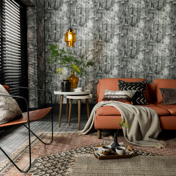 Glade Jet - Black Wallcovering | 1838 Wallcoverings