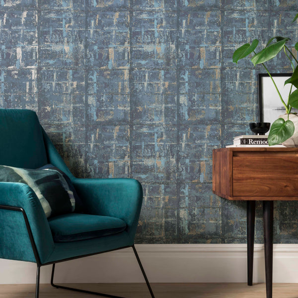 Patina Lagoon - Blue Wallcovering | 1838 Wallcoverings