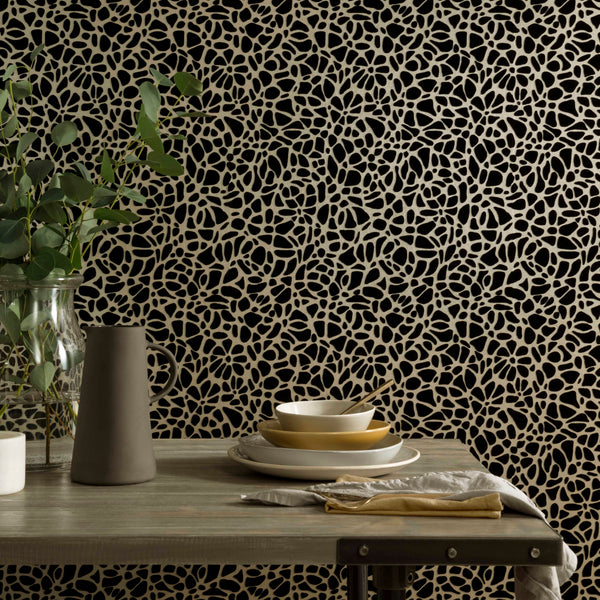 Pebble Jet - Black Wallcovering | 1838 Wallcoverings
