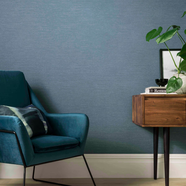 Raffia Lagoon - Blue Wallcovering | 1838 Wallcoverings