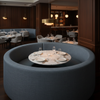 Woven Linen Texture Slate Blue Upholstered Banquette | Architectural Fabrics