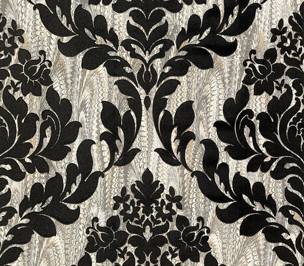 Faversham - Charcoal Black Wallcovering | 1838 Wallcoverings