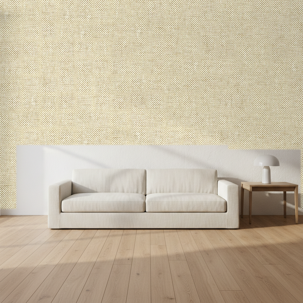 Montauk Paperweave Taupe Cream Wallcovering | Phillipe Romano room setting