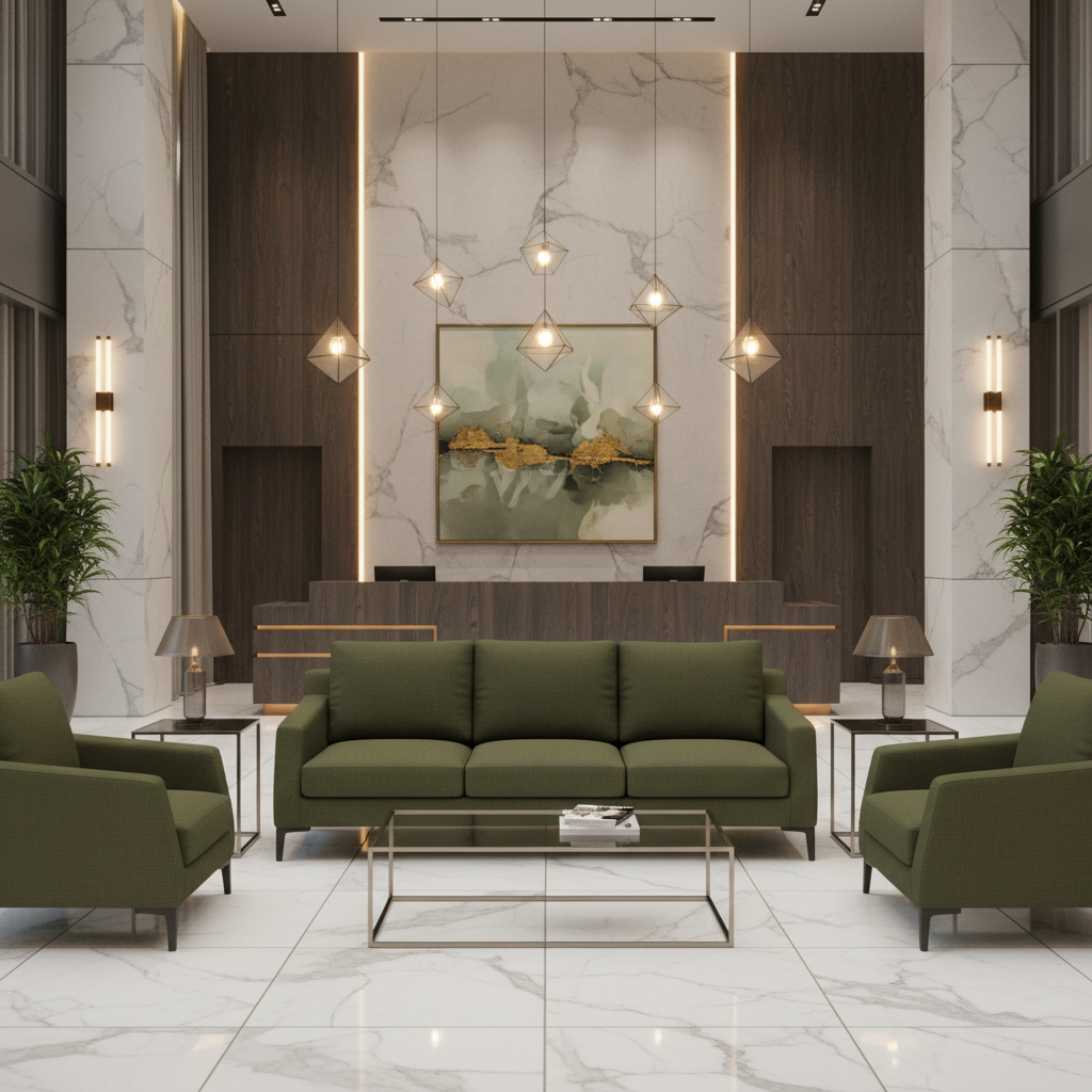 Subtle Velvet Texture Deep Forest Upholstered Sofa | Architectural Fabrics