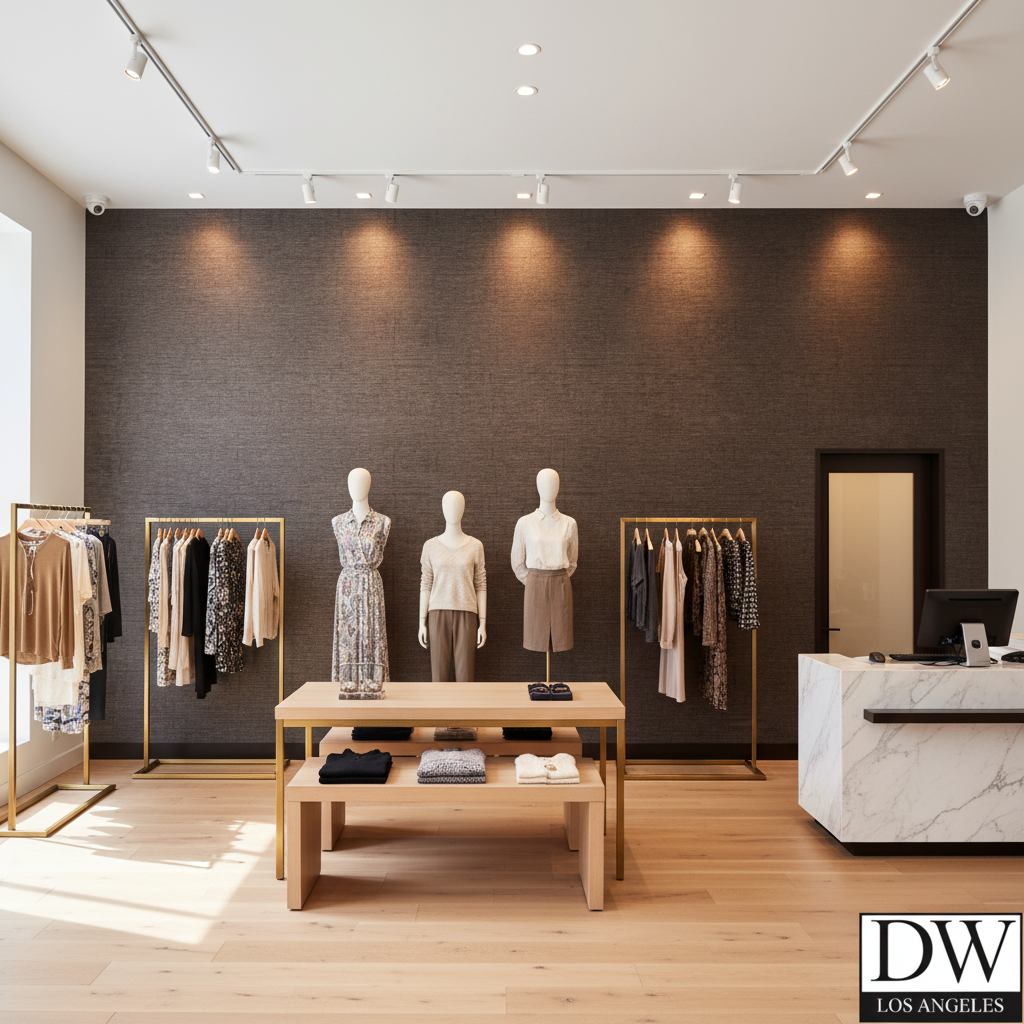 Marseilles Vinyl | Hollywood Wallcoverings - Retail Showroom commercial room setting