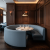 Smooth Pebble Grain Dusty Blue Upholstered Banquette | Architectural Fabrics