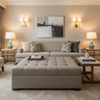 Atlantic Cay - Stone Linen Graffiti-Free PU Upholstered Ottoman | Architectural Fabrics