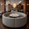Smooth Solid Texture Misty Gray Upholstered Banquette | Architectural Fabrics