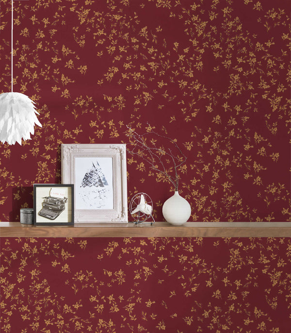 Versace Floral Red Wallcovering | Versace
