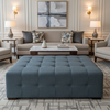 Amalfi - Denim Indoor/Outdoor Vinyl Upholstered Ottoman | Architectural Fabrics