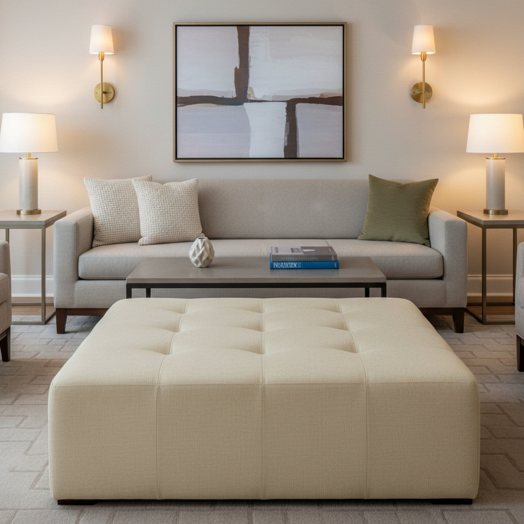 Kick Em Jenny - Beach Upholstered Ottoman | Architectural Fabrics