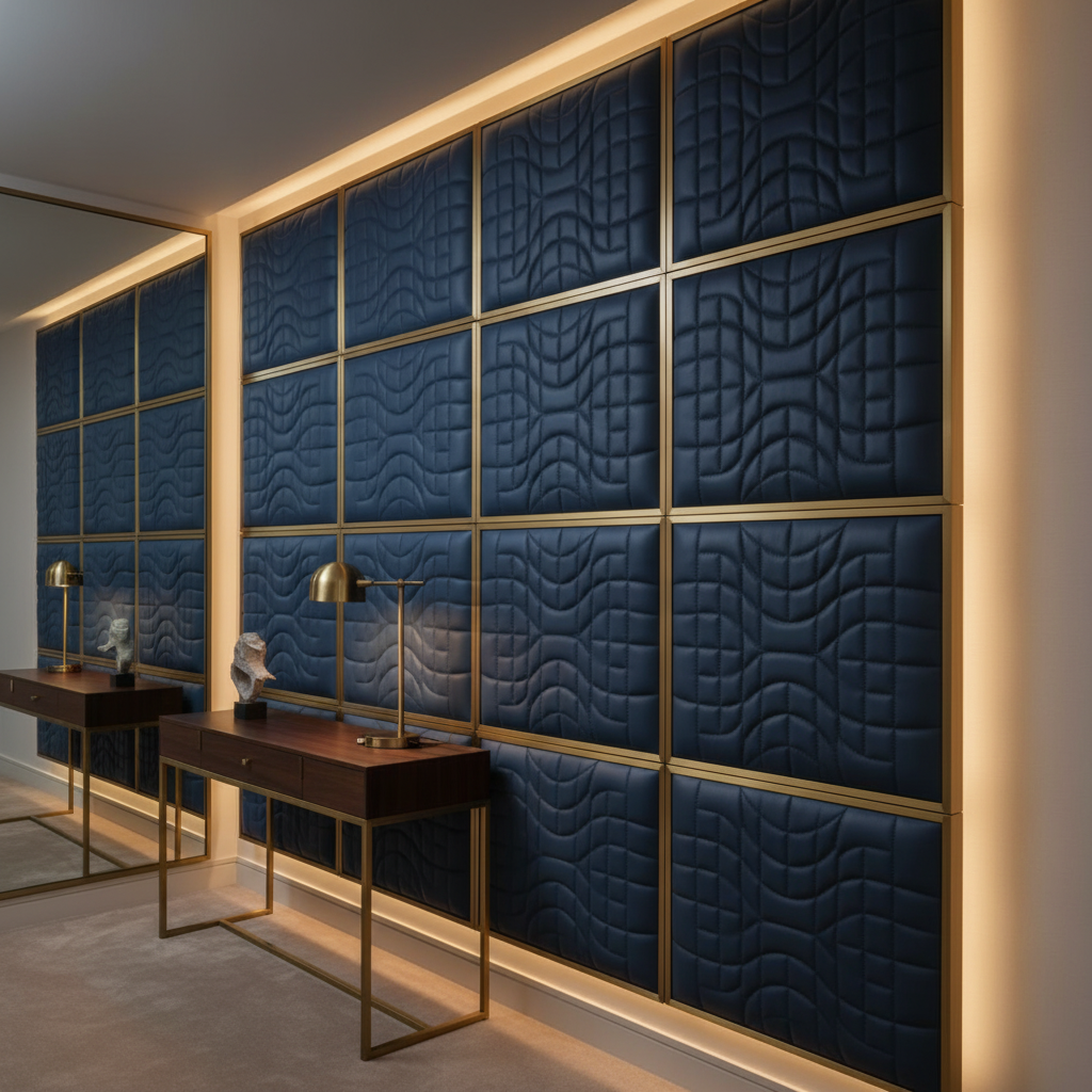 Waterfall Bay - Sapphire Upholstered Wall Panel | Architectural Fabrics