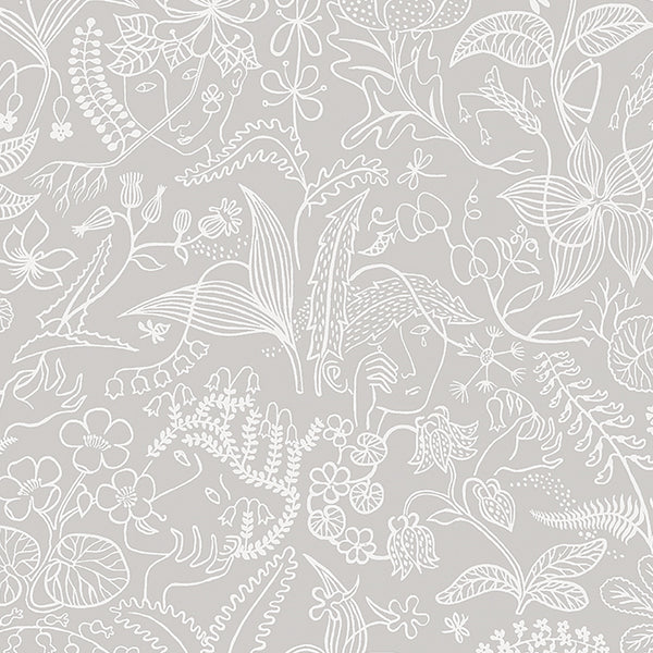 Grazia, Light Gray Wallcoverings | Schumacher