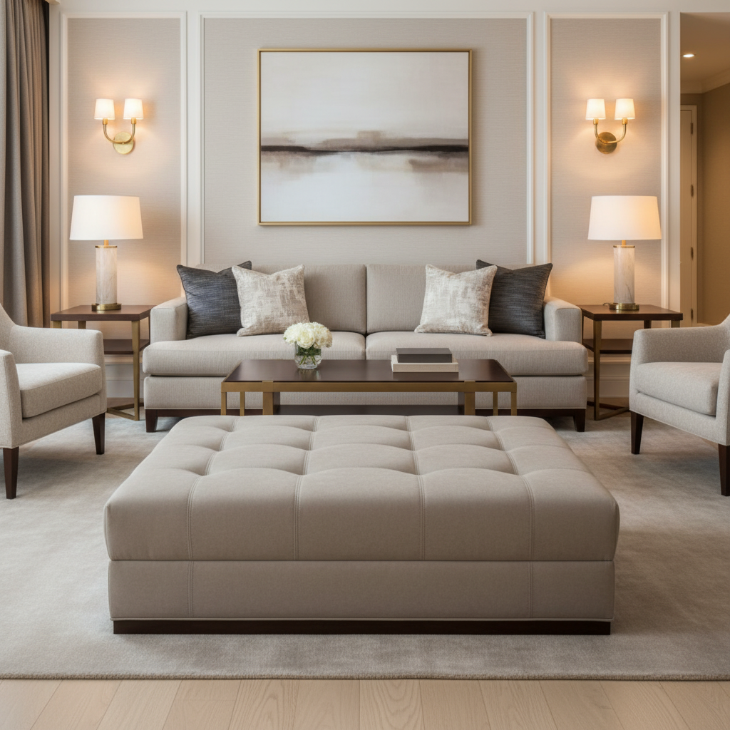 Maya Riviera - Canvas Upholstered Ottoman | Architectural Fabrics