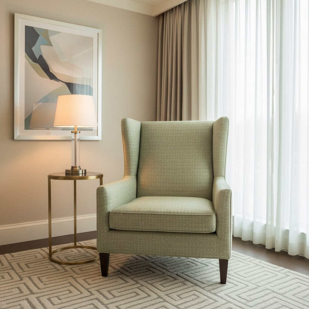 Woven Basketweave Texture Soft Celery Upholstered Chair | Architectural Fabrics