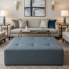 Turquoise Bay - Azure Upholstered Ottoman | Architectural Fabrics