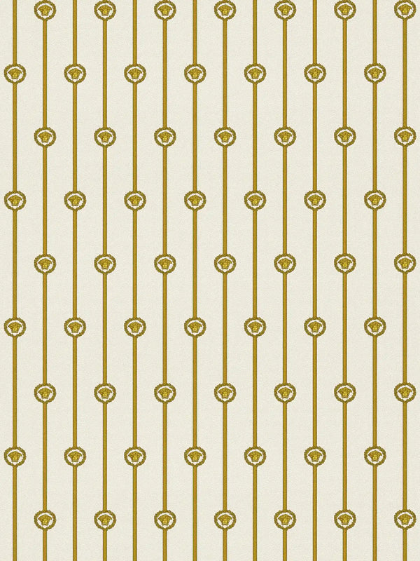 I Love Baroque Small Medusa White Gold Wallcovering | Versace