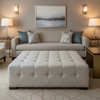 Fine Woven Texture Soft Silver Upholstered Ottoman | Architectural Fabrics