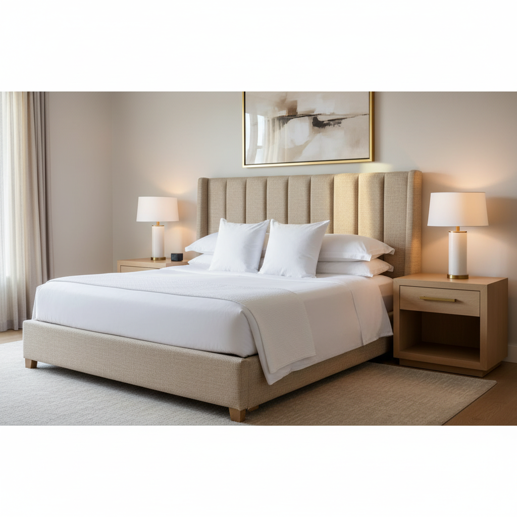 Woven Textile Texture Natural Linen Upholstered Headboard | Architectural Fabrics