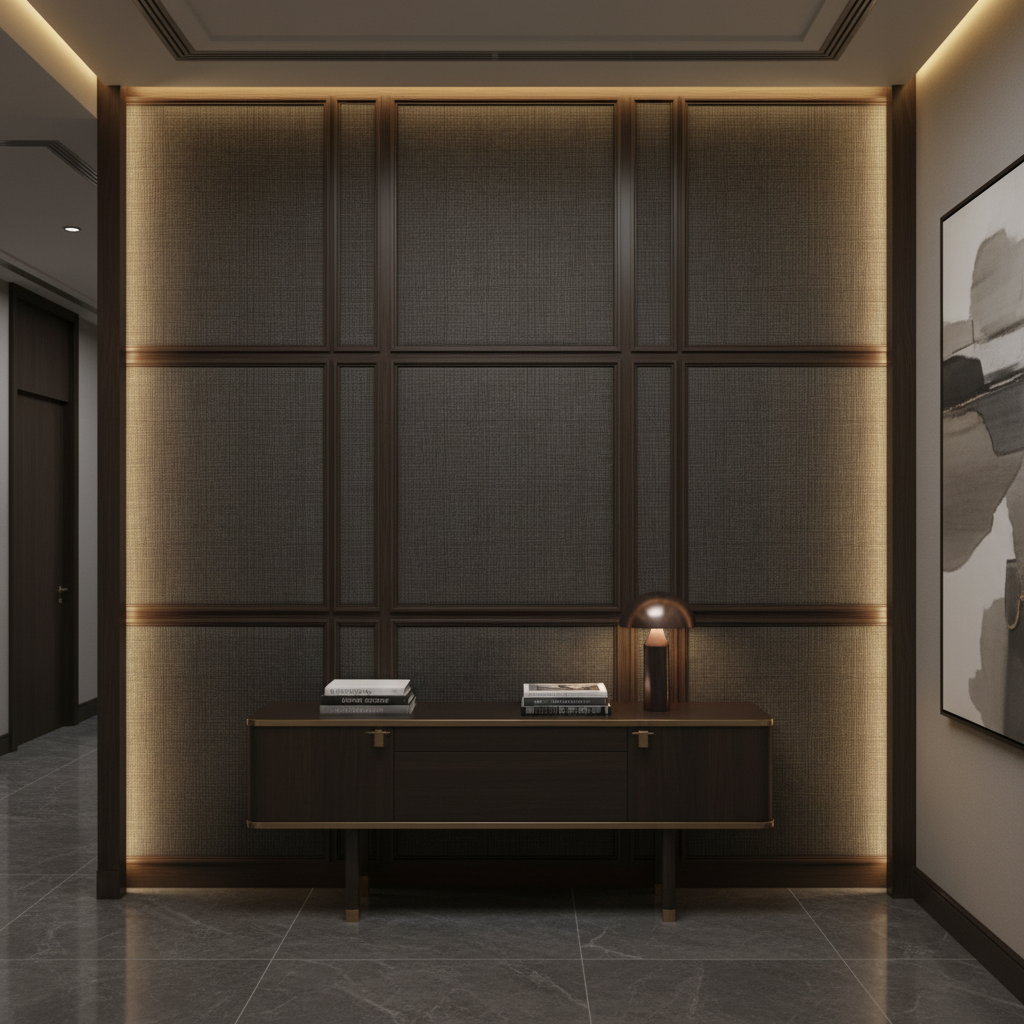 Fine Woven Texture Dark Graphite Upholstered Wall Panel | Architectural Fabrics