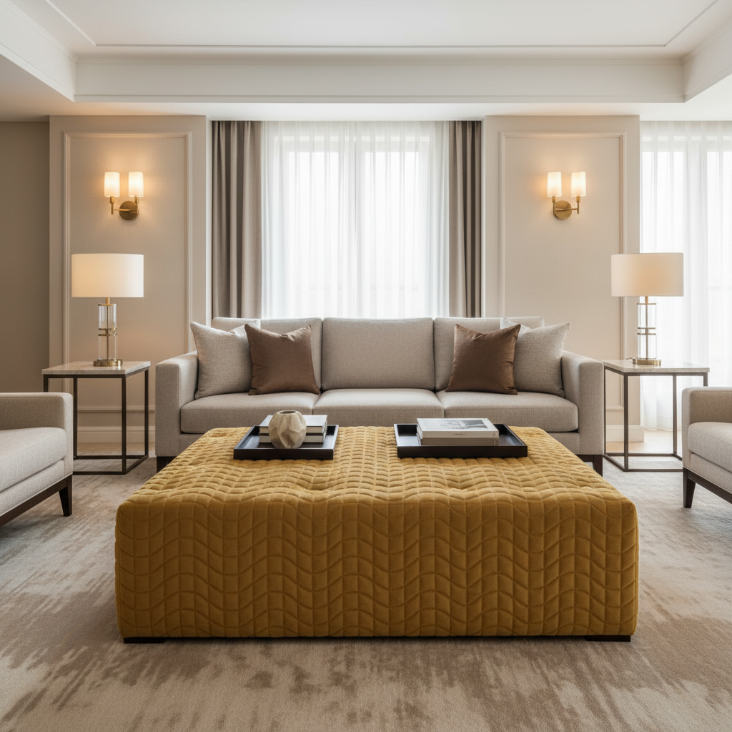 Waterfall Bay - Honeycomb Upholstered Ottoman | Architectural Fabrics