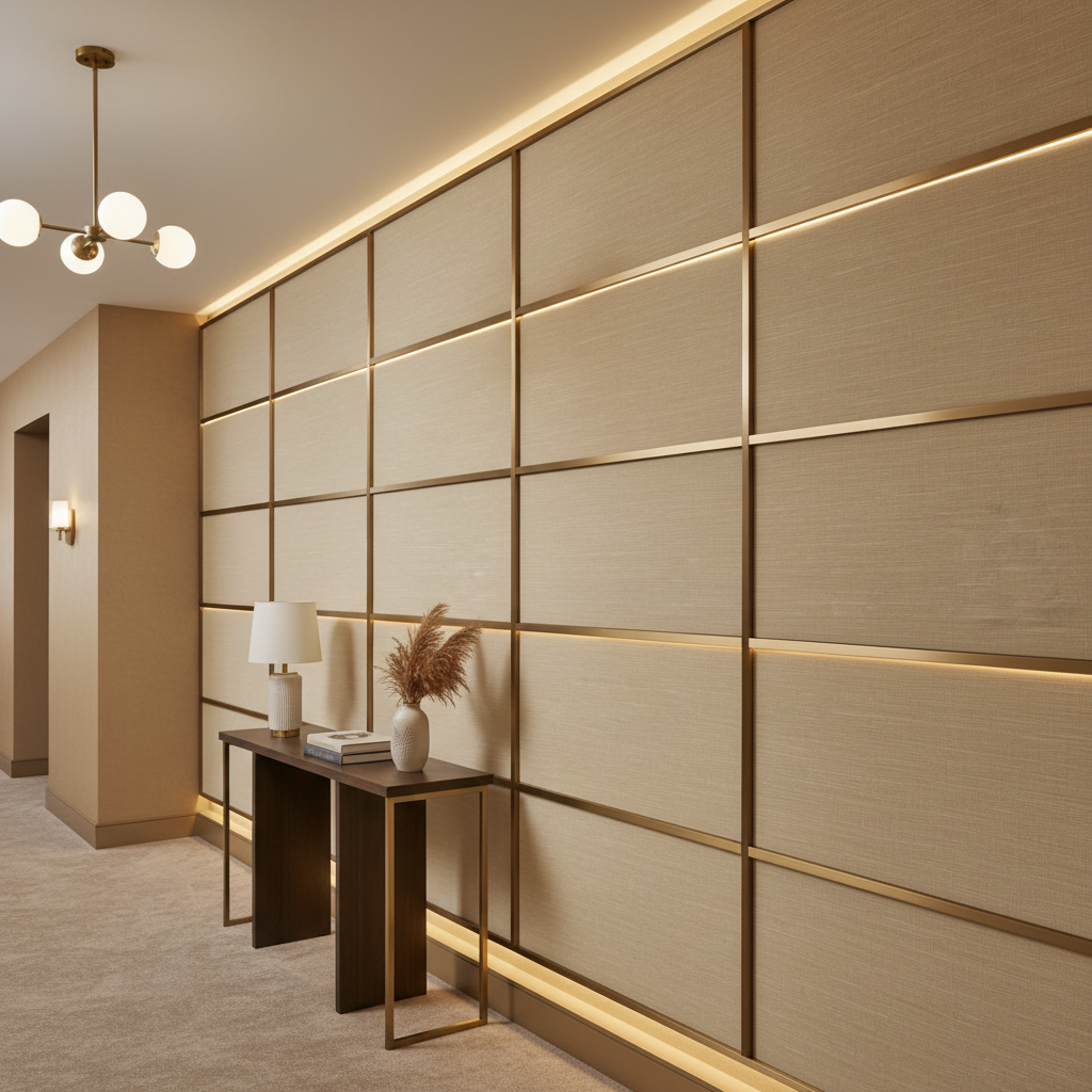 Tradewind Trace - Vanilla Upholstered Wall Panel | Architectural Fabrics