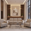 Brushed Linen Weave Oatmeal Beige Upholstered Sofa | Architectural Fabrics