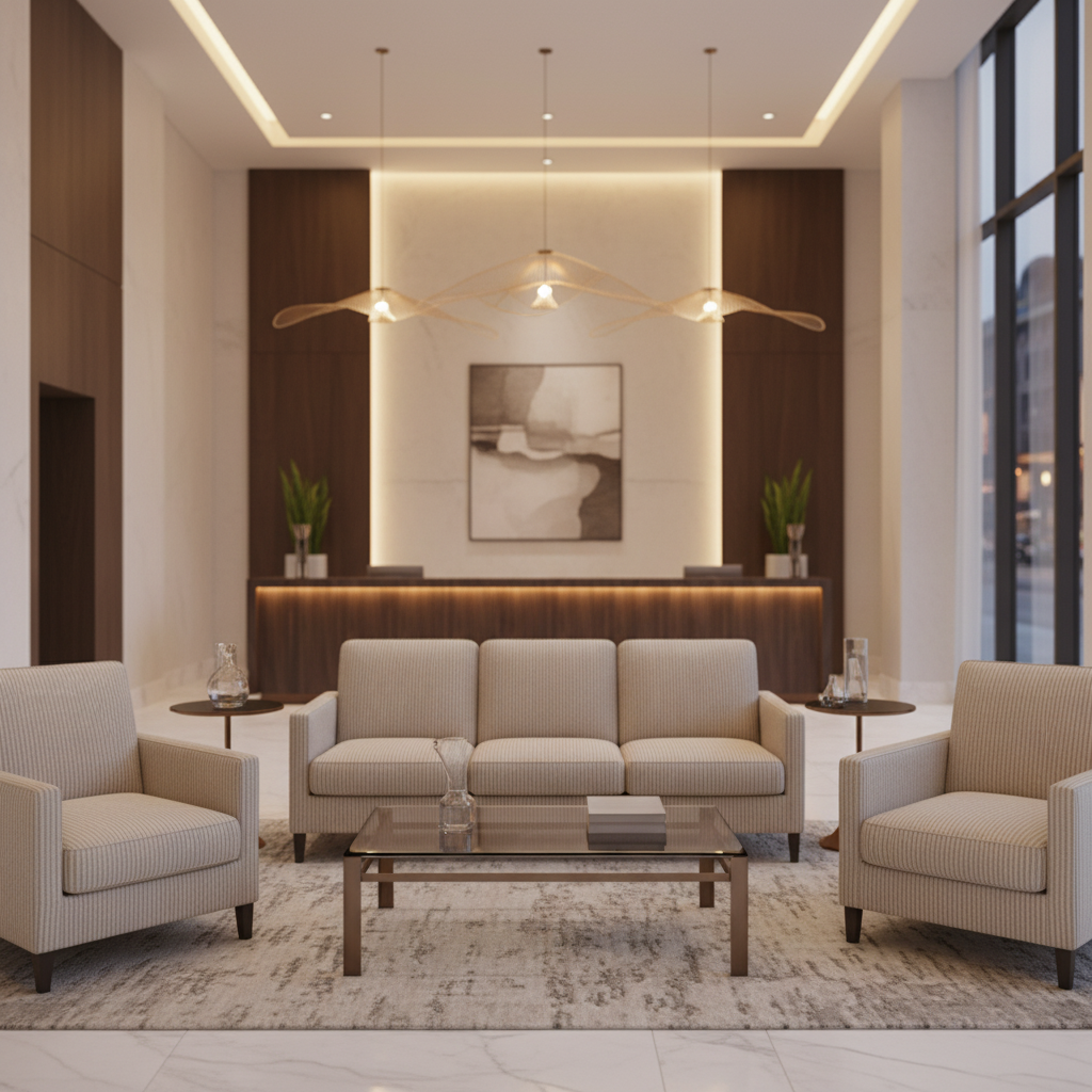 Brushed Linen Weave Oatmeal Beige Upholstered Sofa | Architectural Fabrics