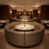 Monterey Mercury Transitional Taupe & Ecru Upholstered Banquette | Architectural Fabrics