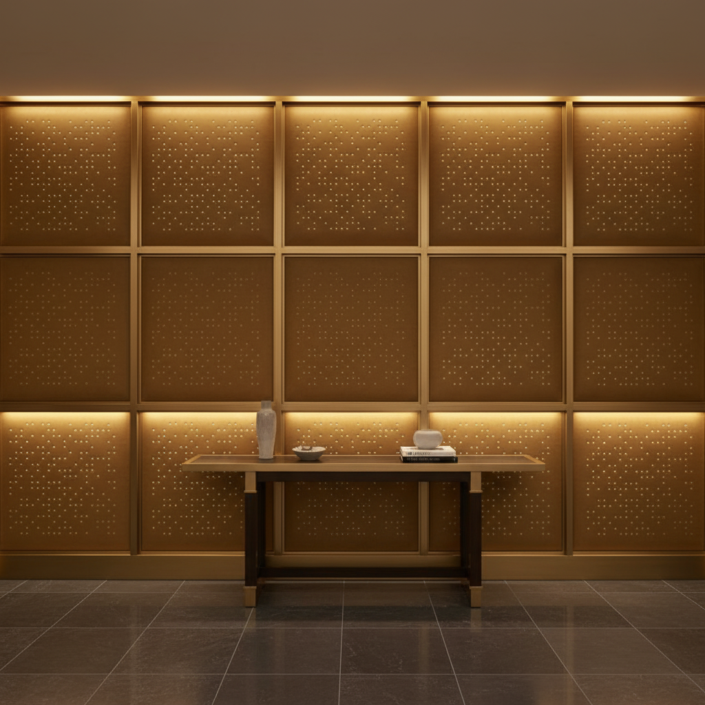 Analog - Burnished Bronze Etched Polyurethane Upholstered Wall Panel | Architectural Fabrics