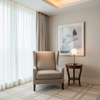 Fine Woven Texture Soft Taupe Upholstered Chair | Architectural Fabrics