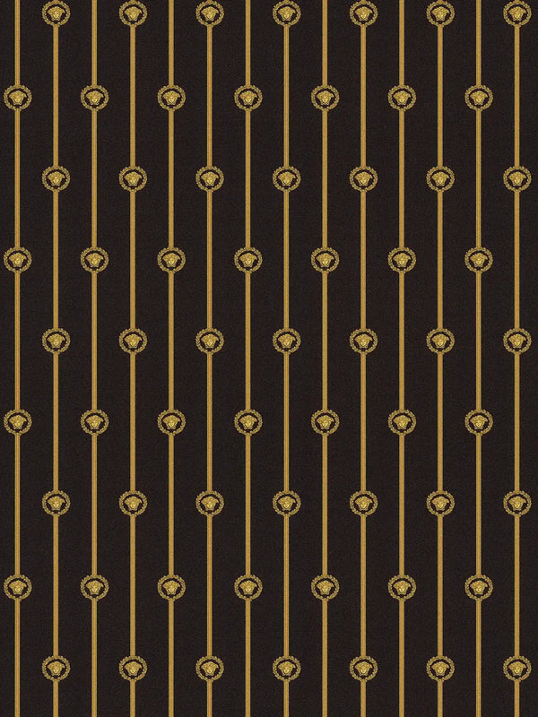 I Love Baroque Small Medusa Black Gold Wallcovering | Versace