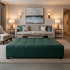 Smooth Velvet Nap Forest Depth Upholstered Ottoman | Architectural Fabrics