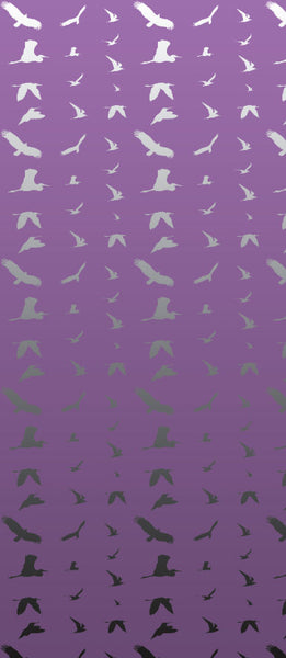 Fiona's Flying Bird Wall Mural - Purple and Silver Mylar - Patte Wallcovering | DW Bespoke Studios