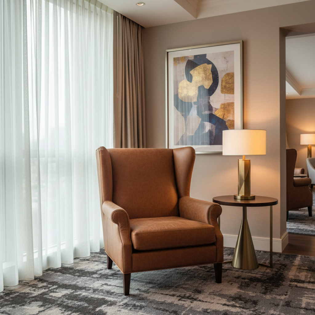 Smooth Leather Grain Rich Chestnut Upholstered Chair | Architectural Fabrics