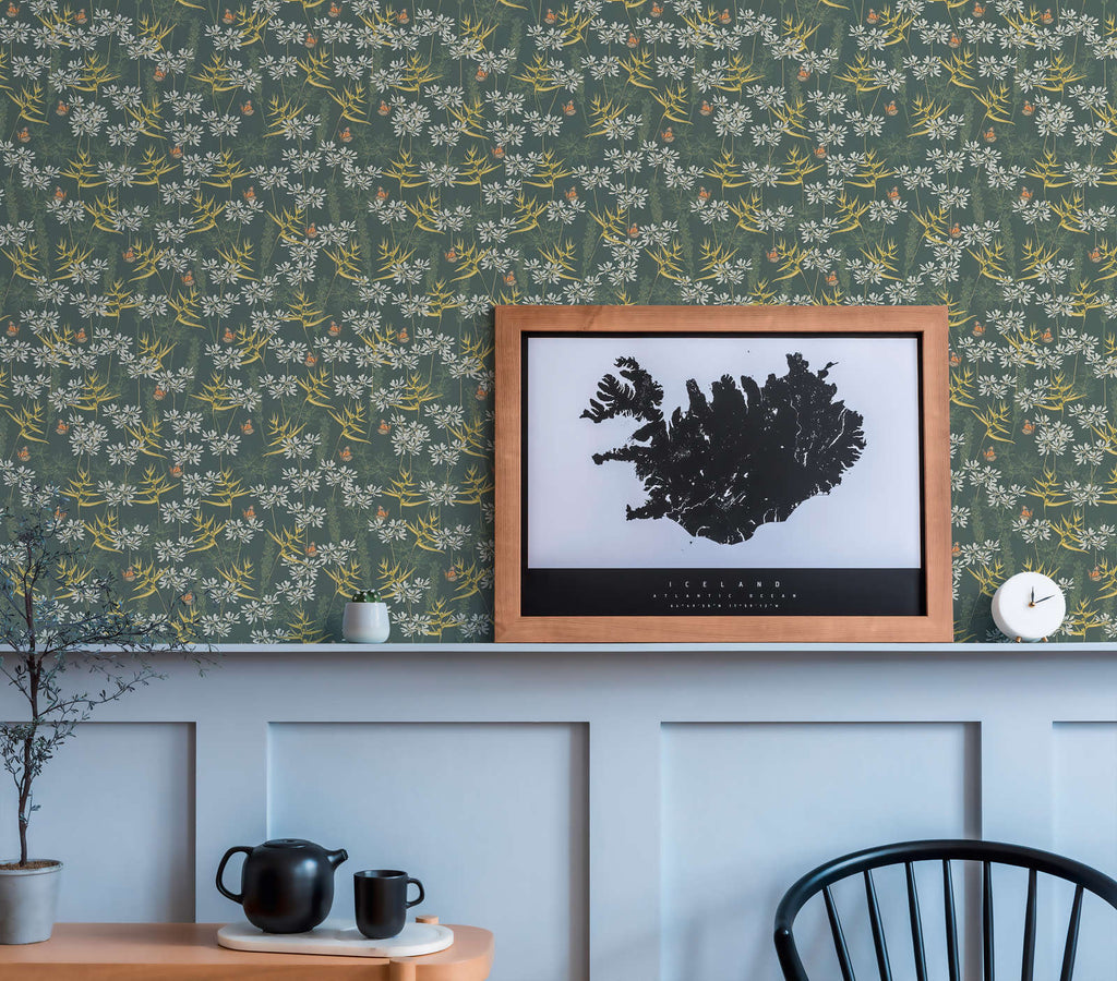Drawn Into Nature Teal Wallcovering | AS Creation