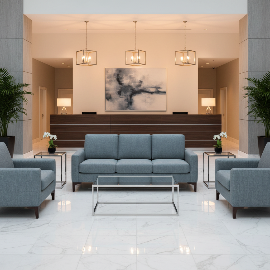 Aarden - Slate Blue Silicone Hybrid Upholstered Sofa | Architectural Fabrics