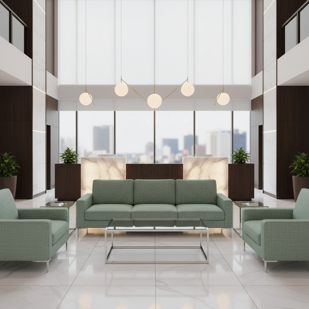 Woven Textured Fabric Seafoam Green Upholstered Sofa | Architectural Fabrics