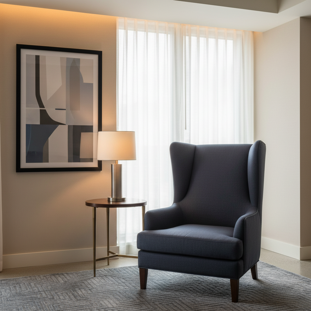 Subtle Velvet Texture Deep Indigo Upholstered Chair | Architectural Fabrics