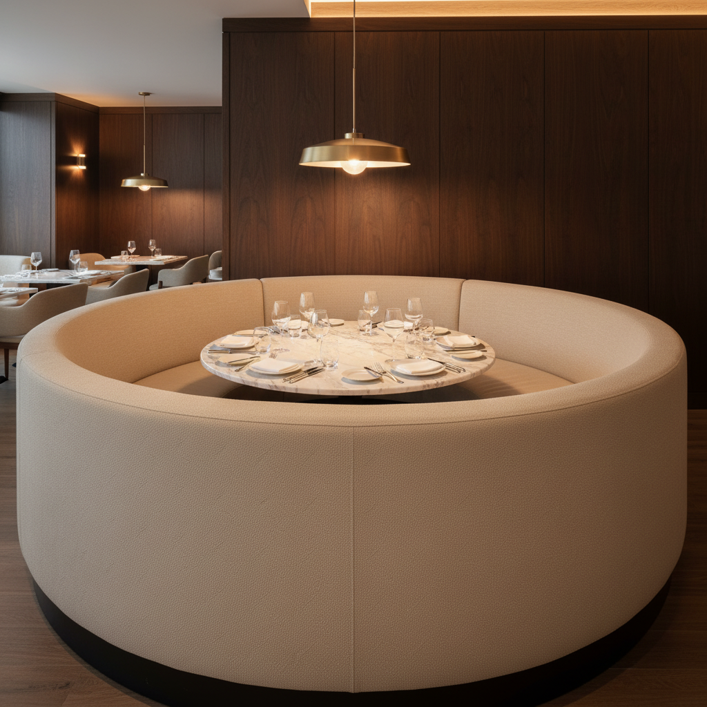 Smooth Pebble Grain Soft Fawn Upholstered Banquette | Architectural Fabrics