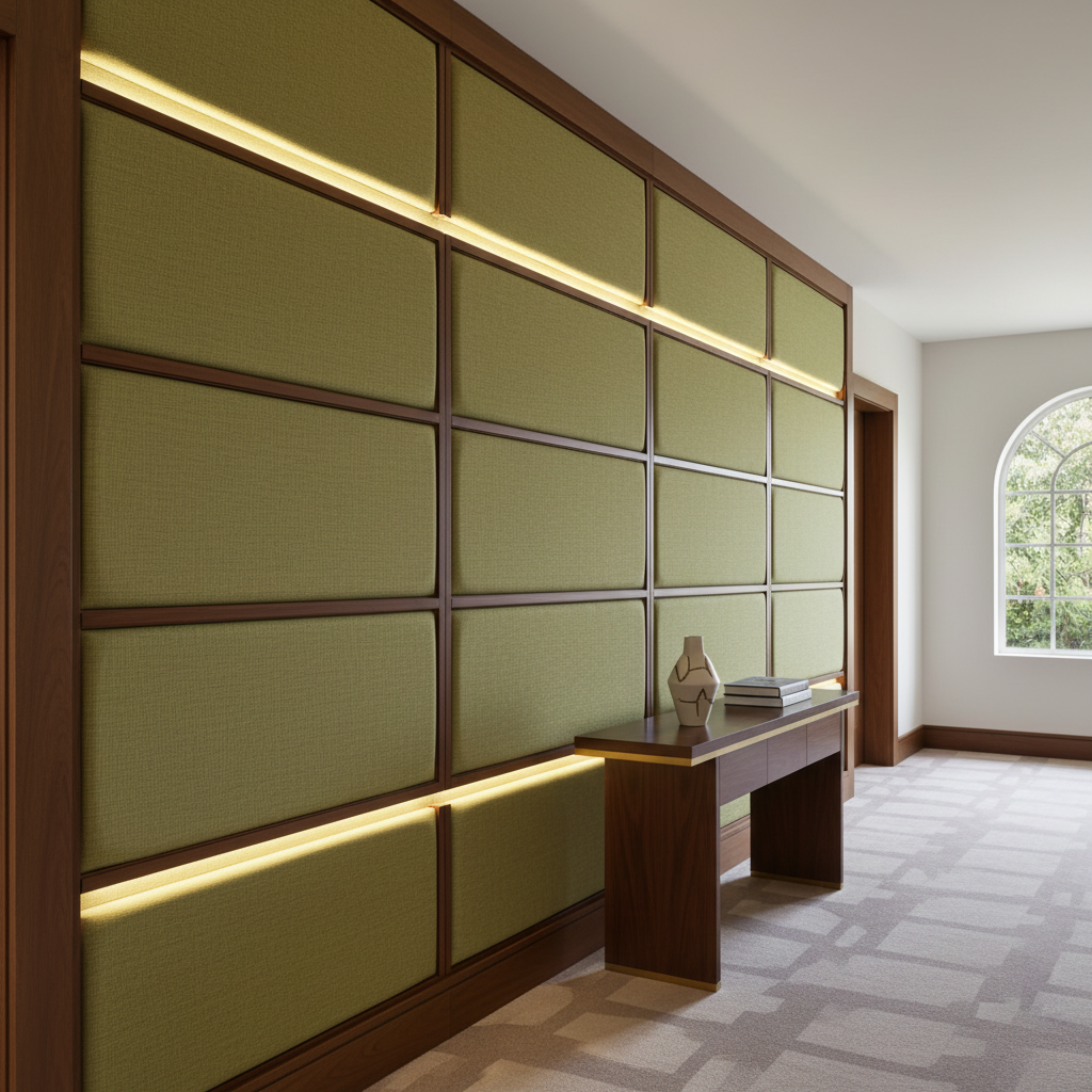 Triangle Reef - Evergreen Upholstered Wall Panel | Architectural Fabrics