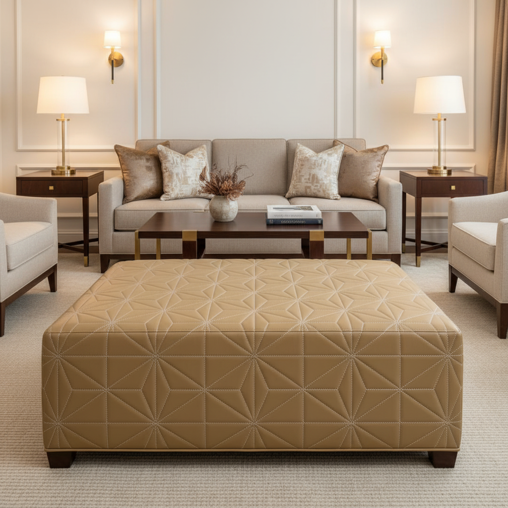 Axis - Axis Etched Polyurethane Upholstered Ottoman | Architectural Fabrics