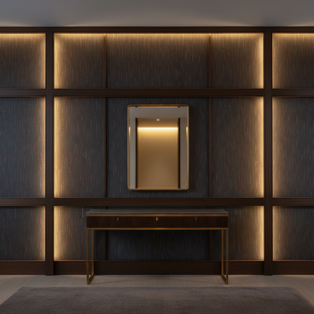 Stitchwork Bay - Evening Upholstered Wall Panel | Architectural Fabrics