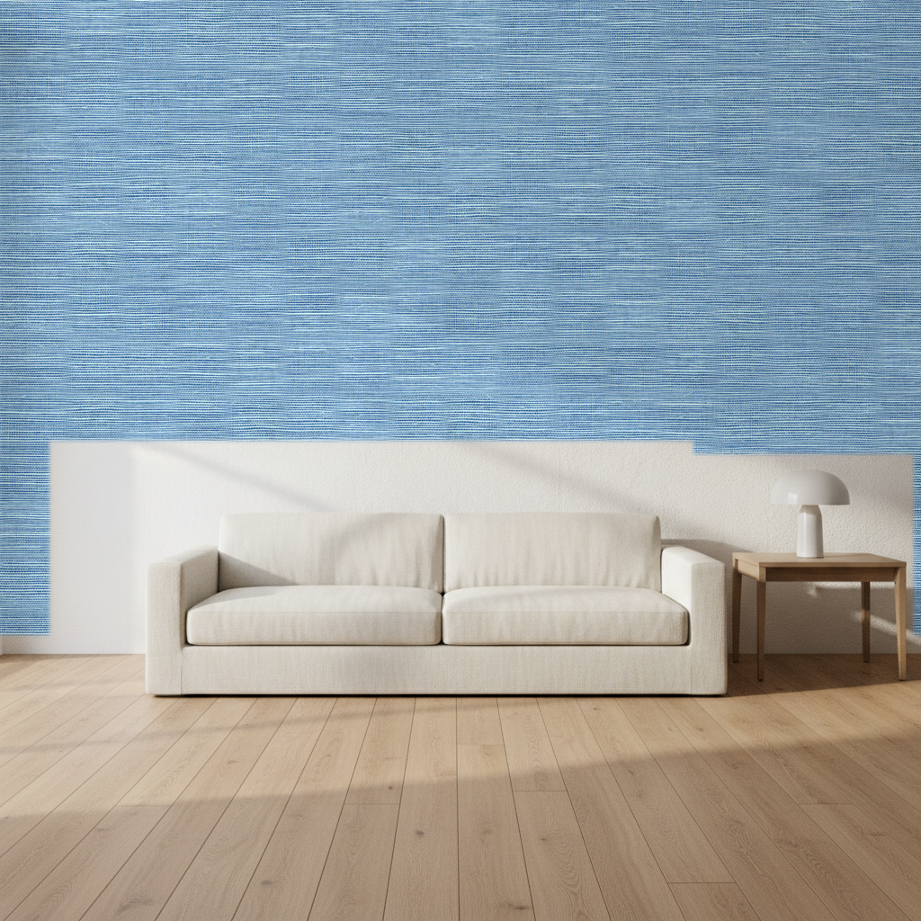 Nantucket Grasscloth Newbury Blue Wallcovering | Phillipe Romano room setting