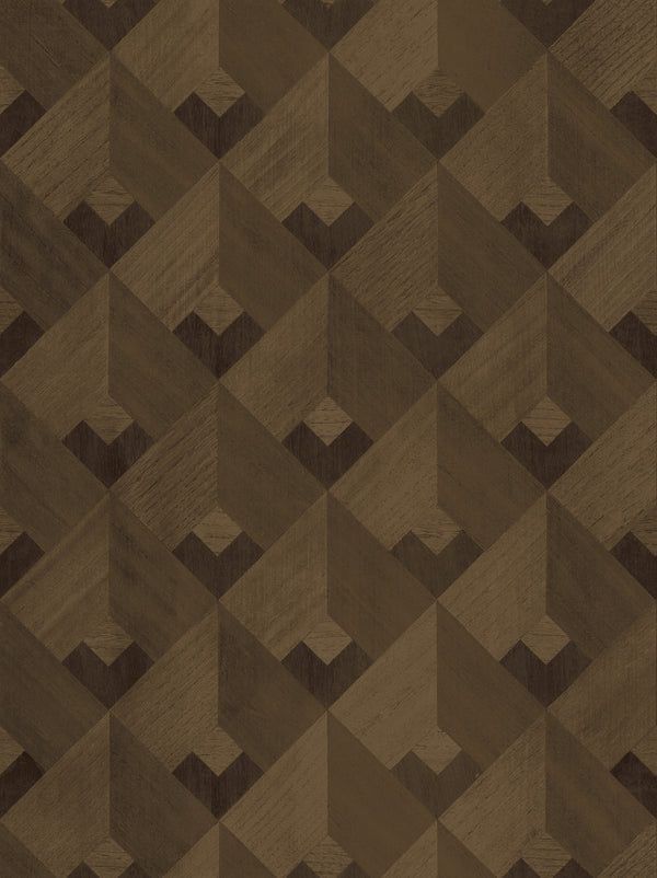 Northport-Chocolate Wood Veneer Wallcovering | Phillipe Romano