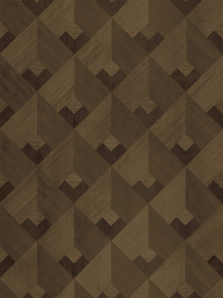 Northport-Chocolate Wood Veneer Wallcovering | Phillipe Romano — WOOD-500580