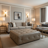 Smooth Pebble Grain Mushroom Taupe Upholstered Ottoman | Architectural Fabrics